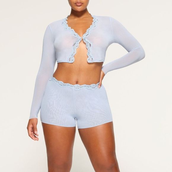 SKIMS NWT Women's Bridal Mesh Short Glacier Size 4X - Picture 2 of 9